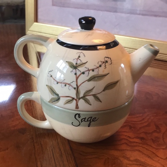 Collectible All-in-one Basil & Sage Teapot with 5" Cup - Picture 2 of 13